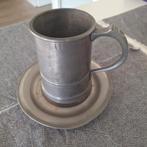 Tinnen drinkbeker en schaal, Ophalen