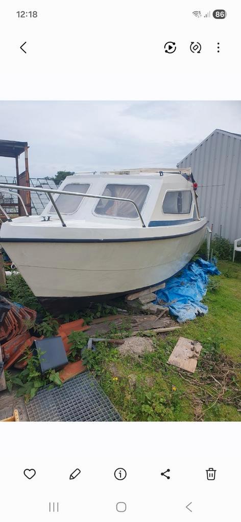 Motorboot zonder motor te koop, Watersport en Boten, Motorboten en Motorjachten, Ophalen