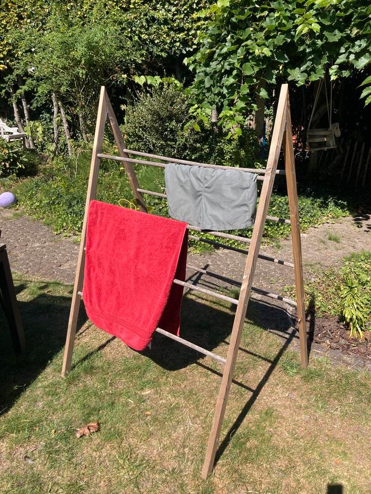 Handdoekrek, droogrek voor handdoeken, massief hout, Jardin & Terrasse, Sèche-linge & Lave-linge, Utilisé, Séchoir à linge, Enlèvement