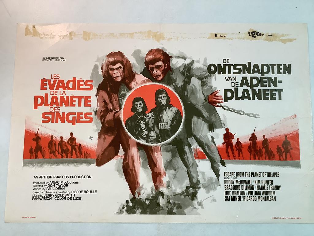 ESCAPE FROM THE PLANET OF THE APES  filmposter 36-54 cm used, Ophalen of Verzenden
