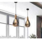 Hanglamp druppel chroom chrome e27 waterdruppel NIEUW + hout, Ophalen of Verzenden, Nieuw, Glas, 50 tot 75 cm