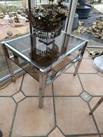 Trio de tables chrome et verre fumé année 70, Maison & Meubles, Enlèvement, Comme neuf, Verre