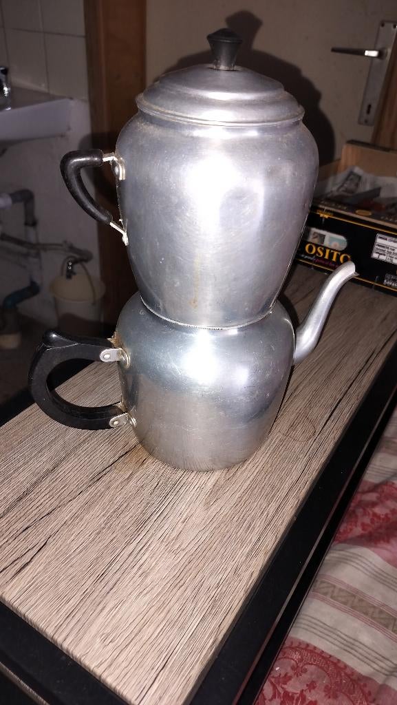 Cafetière en aluminium vintage, 10 kopjes of meer, Ophalen, Gebruikt, Koffiemachine