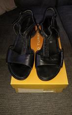 Zwarte leder sandalen  40, Ophalen, Zwart, Sandalen of Muiltjes, Zo goed als nieuw