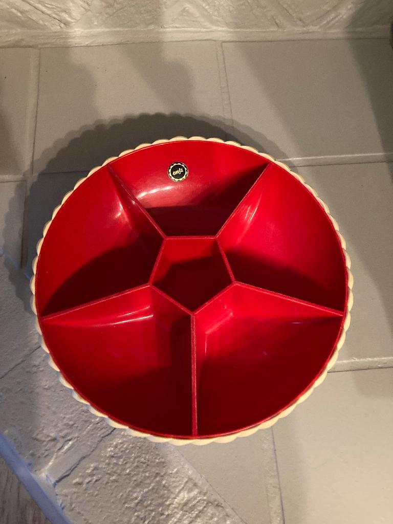 Rood met wit Emsa schotel, Verzamelen, Retro, Ophalen of Verzenden, Overige typen