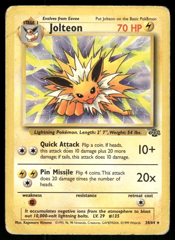 Jolteon 20/64 - Jungle (Good), Hobby & Loisirs créatifs, Jeux de cartes à collectionner | Pokémon, Utilisé, Envoi