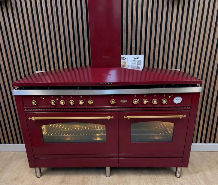 Unieke Bordeaux rode Boretti Fornuis + afzuigkap + levering!, Tuin en Terras, Pizzaovens, Ophalen of Verzenden