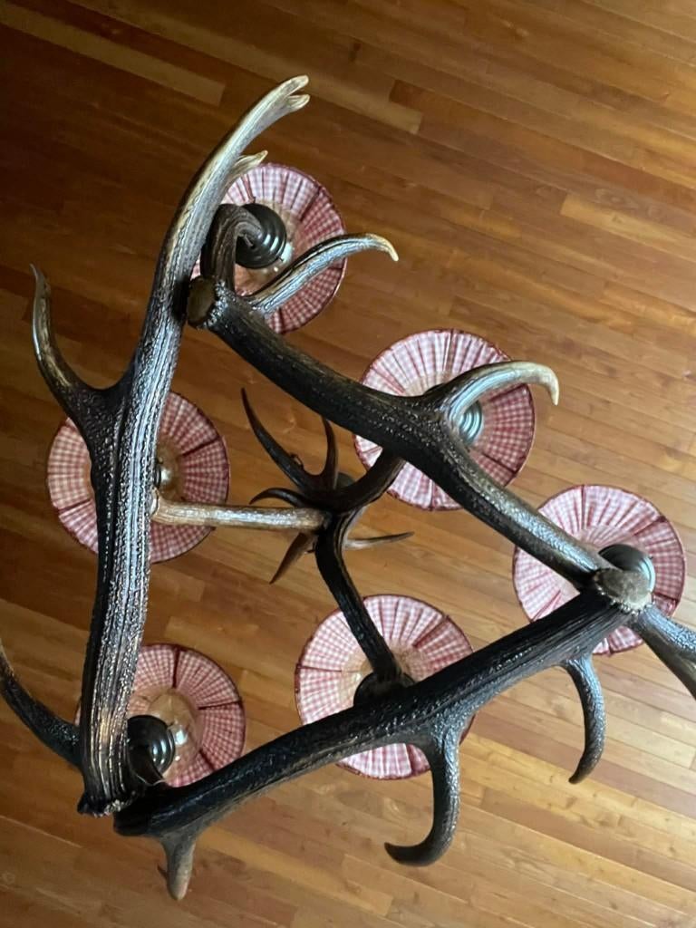 Lustre/lustre authentique avec de vrais bois, Antiquités & Art, Enlèvement