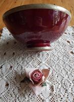 Prachtige grote ossenbloedrode keramieke kom, tinnen randen, Antiek en Kunst, Curiosa en Brocante, Ophalen of Verzenden