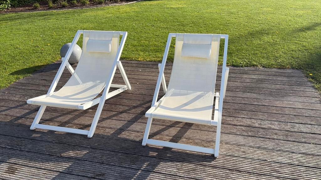 Jati & Kebon twee standstoelen in wit aluminium, Ophalen, Gebruikt