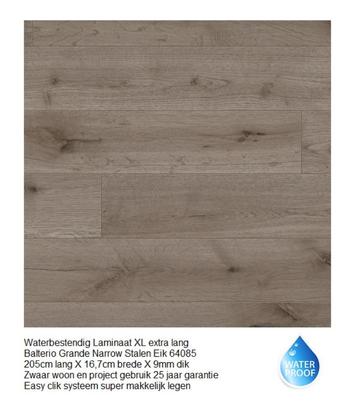Waterbestendig Laminaat Stalen Eik Grijs 9mm dik €14,95m2, Neuf, Aggloméré, Gris, Enlèvement ou Envoi