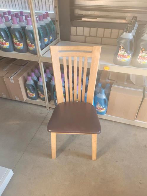 Neten houten stoelen met leer, Huis en Inrichting, Stoelen, Zo goed als nieuw, Leer, Ophalen