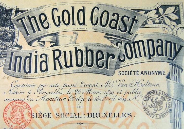 The Gold Coast India Rubber Company * 1899, Postzegels en Munten, Aandelen en Waardepapieren, Aandeel, Voor 1920, Ophalen of Verzenden