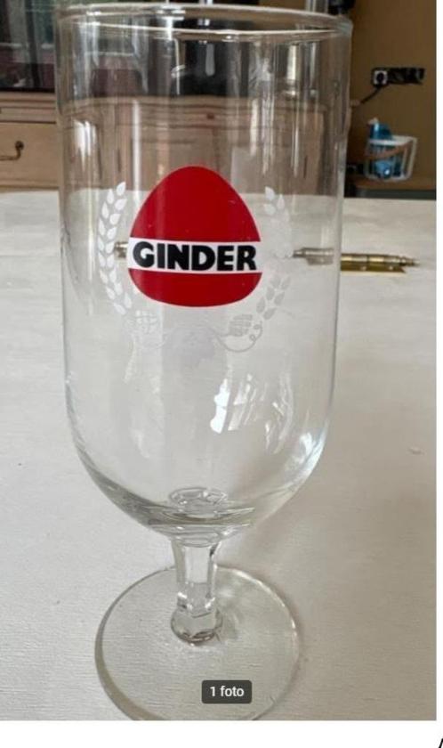 Vintage ‘tulp’ bierglas van Ginder, Verzamelen, Biermerken, Zo goed als nieuw, Glas of Glazen, Ophalen of Verzenden