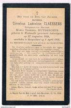 Bp. Claessens Cornelius. ° Westmalle 1858 † Borgerhout 1918, Verzamelen, Bidprentjes en Rouwkaarten, Ophalen of Verzenden, Bidprentje