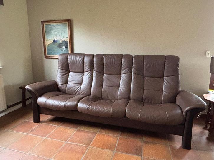 Lederen zetel / salon, Huis en Inrichting, Zetels | Complete zithoeken, Gebruikt, Leer, Ophalen