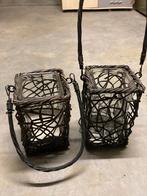 Windlicht 2 stuks, Huis en Inrichting, Woonaccessoires | Kandelaars en Kaarsen, Ophalen, Overige materialen, Zwart, Zo goed als nieuw