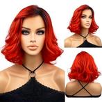 Fel rode pruik halflang bob model met speelse slag, Envoi, Neuf