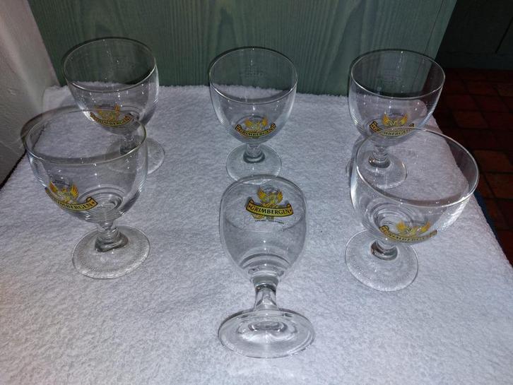 6 kristallen Grimbergen glazen, jaren 1970 nieuwstaat, Verzamelen, Glas en Drinkglazen, Nieuw, Bierglas, Ophalen of Verzenden