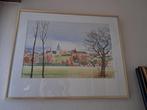 aquarel zicht op sint pieters leeuw en de kerk, Antiek en Kunst, Ophalen of Verzenden