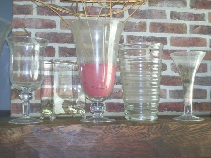 Vazen 8 stuks, Huis en Inrichting, Woonaccessoires | Vazen, Zo goed als nieuw, Wit, Minder dan 50 cm, Glas, Ophalen