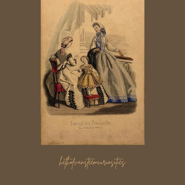 Modeprenten handingekelurd gravures 19de eeuw., Antiek en Kunst, Curiosa en Brocante, Ophalen of Verzenden