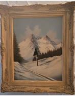 F. Käfinger – Crucifix dans les Alpes – Huile sur panneau, Ophalen of Verzenden