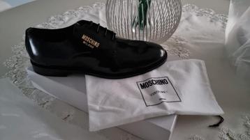 Origineel Nieuwe Moschino Milano Zwarte Lakleer Herenschoene