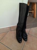 Zwarte hoge lederen laarzen met hak, Ophalen of Verzenden, Zo goed als nieuw