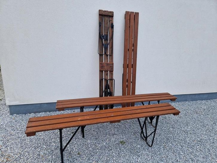 Inklapbare vintage Franse tuin horeca banken . Nog 1 beschik, Tuin en Terras, Tuinbanken, Gebruikt, Ophalen
