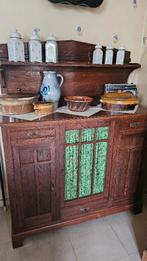 2 antieke eiken keukenkasten, Ophalen