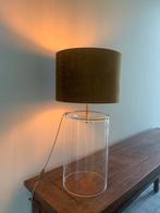 Tafellamp, in glas, stoffen kap en led lamp, Glas, Gebruikt, Landelijk, 50 tot 75 cm