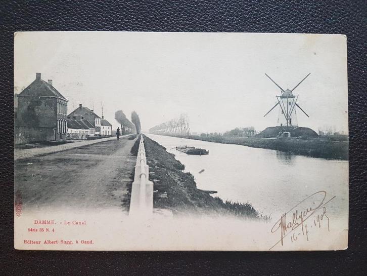 Postkaart Damme Le Canal Vaart Molen Windmolen Albert Sugg, Collections, Cartes postales | Belgique, Affranchie, Flandre Occidentale