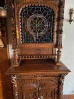 Mechelse kast met loodraam in gekleurd glas, Antiek en Kunst, Antiek | Meubels | Kasten, Ophalen