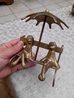 Koper/messing/bronz kikkers onder paraplu in perfecte staat, Antiek en Kunst, Antiek | Brons en Koper, Ophalen of Verzenden, Koper