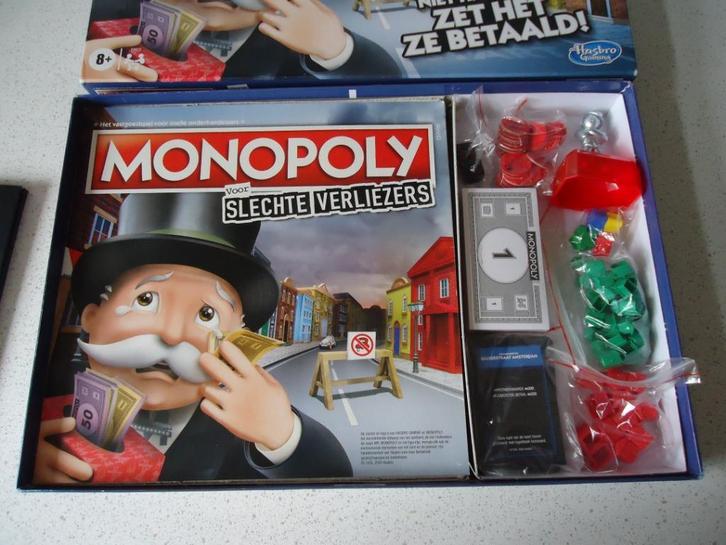 "Monopoly voor Slechte Verliezers van Hasbro, Hobby en Vrije tijd, Gezelschapsspellen | Bordspellen, Zo goed als nieuw, Een of twee spelers