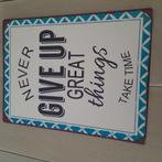 Metalen plaat. Text zie foto., Huis en Inrichting, Woonaccessoires | Tekstborden en Spreuken, Ophalen, Zo goed als nieuw