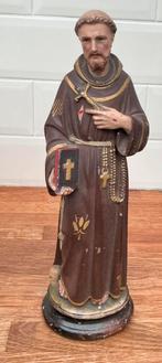 : Antiek Beeld Sint-Franciscus van Assisi, 32 cm, Polychroom, Enlèvement ou Envoi