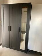 BRIMNES Ikea kledingkast met 3 deuren, zwart, 117x190 cm, Ophalen, Gebruikt, 100 tot 150 cm, Met hangruimte