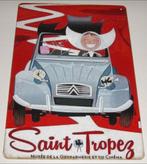 Citroën 2CV : Metalen Bord Citroën 2CV - Saint Tropez, Verzamelen, Verzenden, Nieuw, Auto's