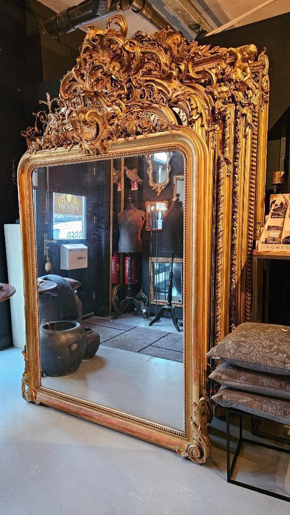 Antiek/antique/bladgouden/Franse/French/mirror/spiegel., Antiek en Kunst, Antiek | Spiegels, Ophalen