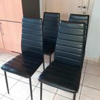 4 keukenstoelen, zwart lederlook., Huis en Inrichting, Stoelen, Ophalen, Zwart, Zo goed als nieuw, Vier