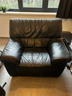 Zwarte leren zetel 1 persoon, Huis en Inrichting, Ophalen, Gebruikt, 100 tot 125 cm, Leer