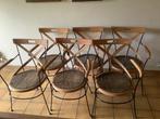 6 retro stoelen in perfecte staat, Maison & Meubles, Chaises, Comme neuf, Métal, Brun, Cinq, Six Chaises ou plus