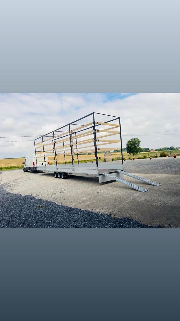 3-assige aanhangwagen 10 m 3,5 ton +helling+lier+structuur, Auto diversen, Aanhangwagen-onderdelen, Ophalen