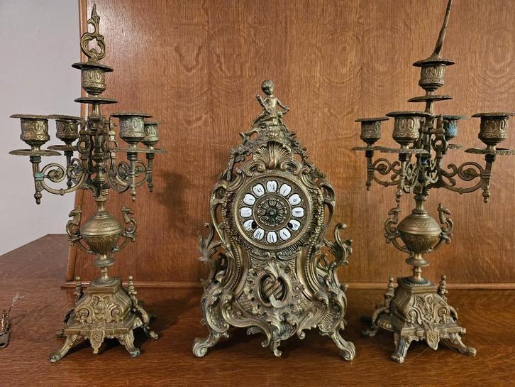 Mooie schouwklok met kandelaars, Antiek en Kunst, Antiek | Klokken, Ophalen