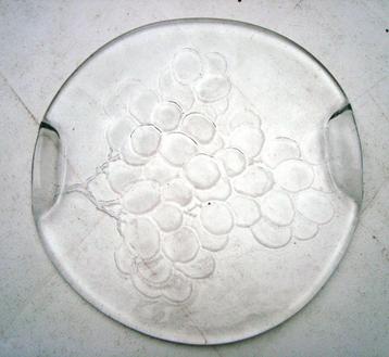plat en verre de 27 cm de diamètre ; pour raisins ou autres 