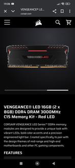 Corsair Vengeance 16GB (2 x 8GB) DIMM DDR4 3000 Memory CMU16, Computers en Software, RAM geheugen, Ophalen, Zo goed als nieuw