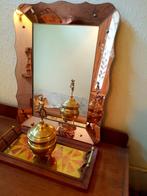 Art Deco venetiaanse spiegel met geslepen glas en tekening, Antiquités & Art, Enlèvement ou Envoi