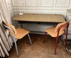 Vintage schoolbankje met 2 stoeltjes, Huis en Inrichting, Ophalen, Gebruikt, Bureau